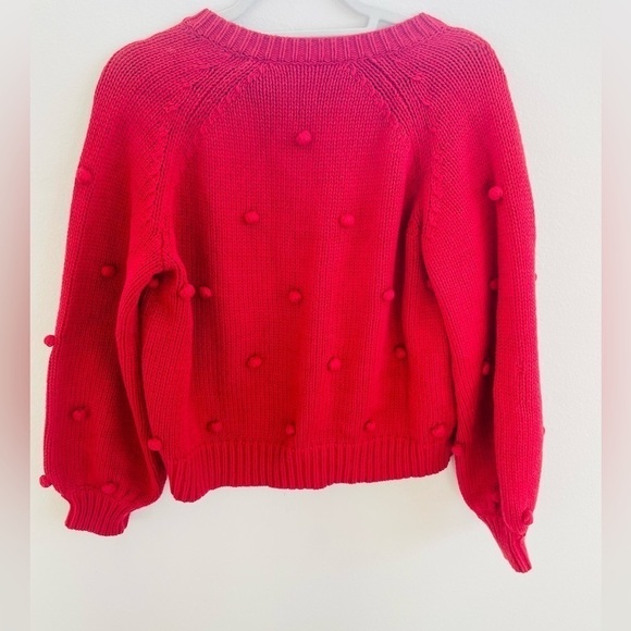 The GREAT. raspberry red Bobble cardigan crewneck sweater M Rare - Picture 5 of 9